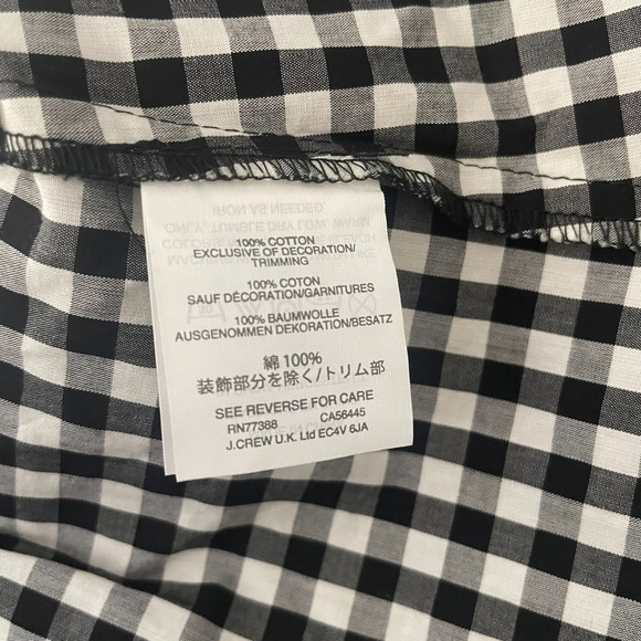 MADEWELL Sz S Smocked Embroidered Gingham Top Black White Checkered Tassel Ties - Picture 9 of 10